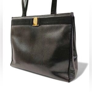 Salvatore Ferragamo Black Shoulder Bag with Gold Accent